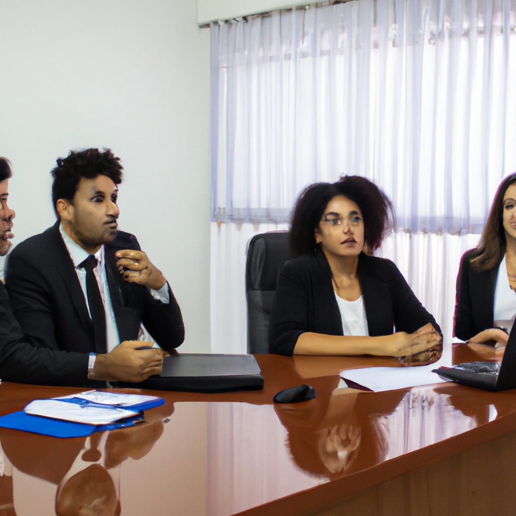Equipe profissional de corretores em reunião de negócios